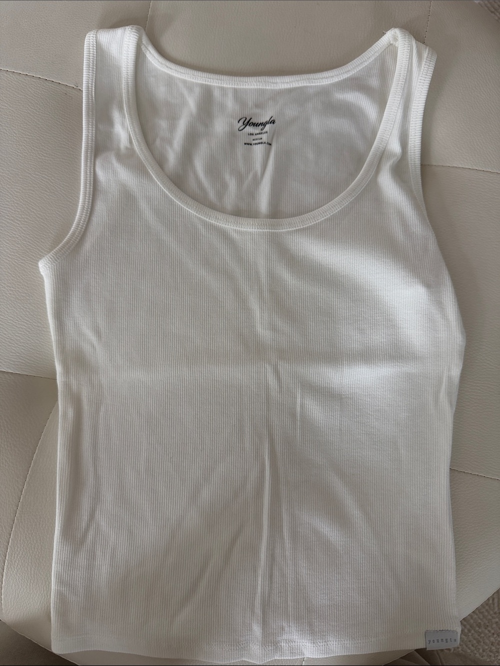 YoungLA White Ribbed Scoop Tank